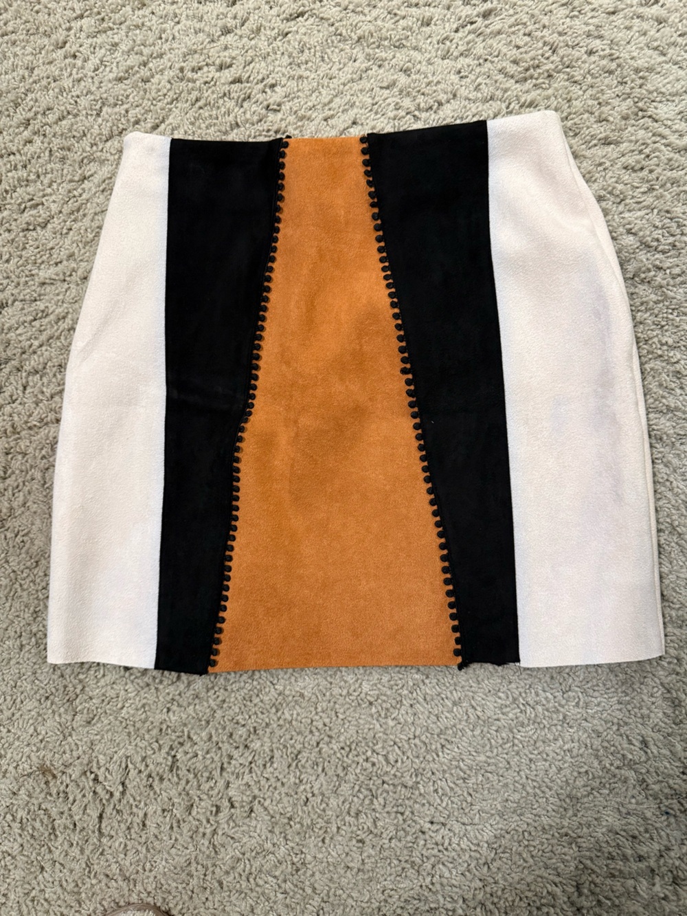 Le Lis Colorblock Mini Skirt in Black, White & Brown
